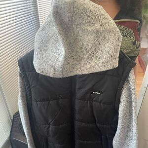 Black and white light jacket with hood